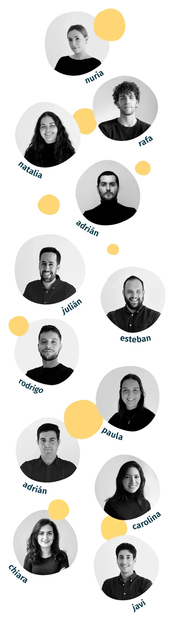 El equipo de Banana: nuria, natalia, rafa, adrián, rodrigo, julián, esteban, adrián, paula, carolina, javi y chiara